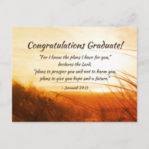 Carte Postale Jeremiah 29:11 "Je connais les plans" Graduation