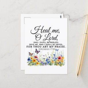 Carte Postale Jérémie 17:14 Verset biblique de guérison Fleurs s