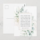 Carte Postale Jérémie 29:11 Je connais les plans que j'ai pour v (Devant / Derrière)