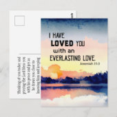 Carte Postale Jérémie 31:3 Je vous ai aimés Bible Verse (Devant / Derrière)