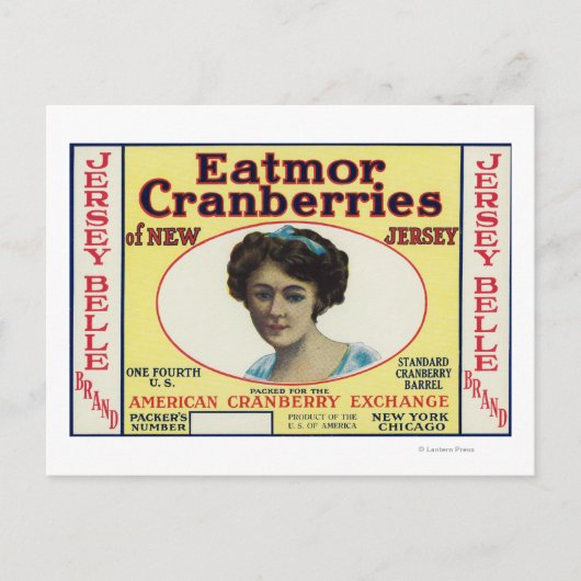 Carte Postale Jersey Belle Eatmor Cranberries Marque Étiquette (Devant)