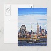 Carte Postale Jersey City NJ - Bateau de police près de l'horlog (Devant / Derrière)