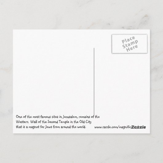 Carte postale Jérusalem Israël (Dos)