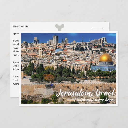Carte Postale Jérusalem Israël avec Mur et Dôme du Rocher (Devant / Derrière)