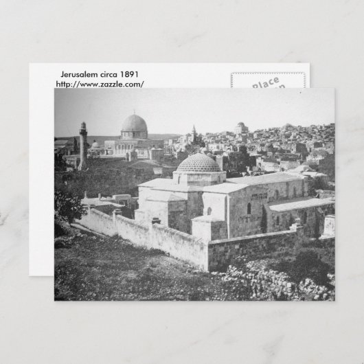 Carte Postale Jérusalem telle qu'elle est apparue vers 1891. (Devant / Derrière)
