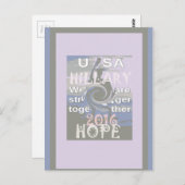 Carte Postale J'Espère Hillary USA Nous Sommes Forts Ensemble (Devant / Derrière)