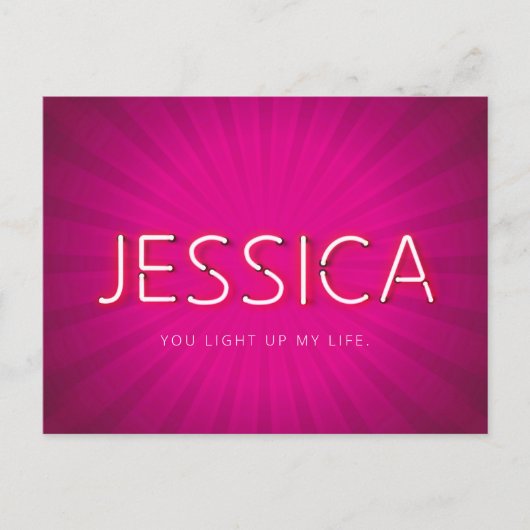 Carte Postale Jessica nom en néon lumineux (Devant)