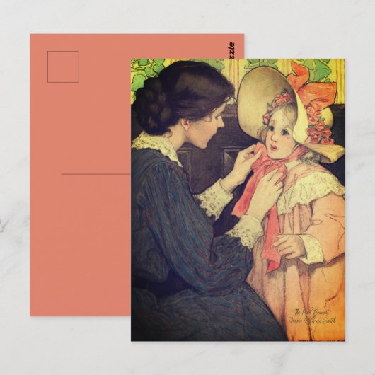 Carte Postale Jessie Wilcox Smith "Le bonnet rose" (Devant / Derrière)
