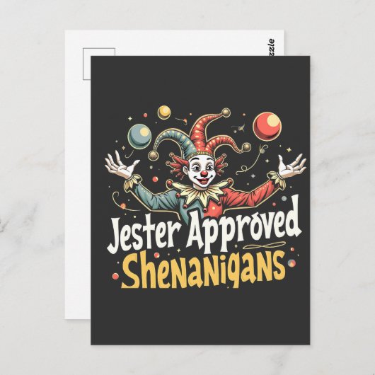 Carte Postale Jester Approuvé Shenanigans Circus Clown (Devant / Derrière)