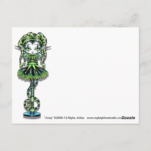 Carte Postale Jester Fae Jester Stick Arlequin Pix (Dos)