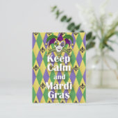 Carte Postale Jester Mask Keep Calm and Mardi Gras (Debout devant)