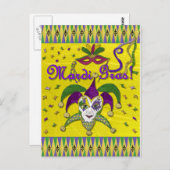 Carte Postale Jester Mask Mardi Gras Arlequin (Devant / Derrière)