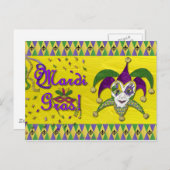 Carte Postale Jester Mask Mardi Gras Arlequin (Devant / Derrière)