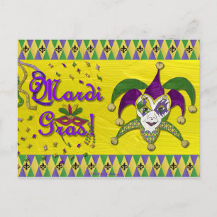 Carte Postale Jester Mask Mardi Gras Arlequin