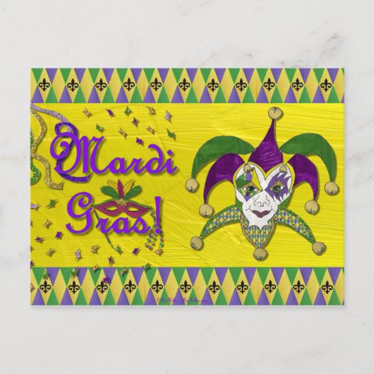 Carte Postale Jester Mask Mardi Gras Arlequin (Devant)