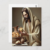 Carte Postale Jésus briser le pain avec une douce grâce (Devant / Derrière)