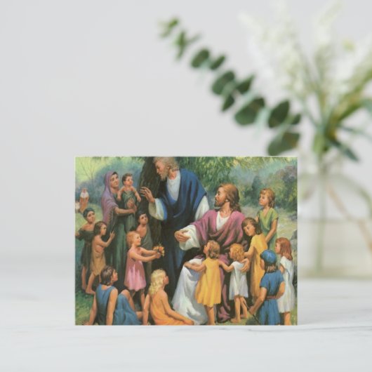 Carte Postale Jésus-Christ Bénédiction des enfants, Religion Vin (Debout devant)