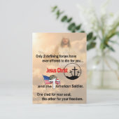 Carte Postale Jésus Christ et le soldat américain (Debout devant)