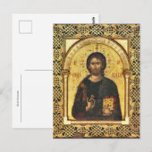 Carte Postale Jésus Christ Evangiles Latticework Gold Frame Icon (Devant / Derrière)
