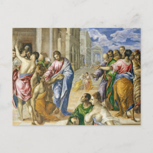 Carte Postale Jésus Christ guérir les aveugles Art religieux