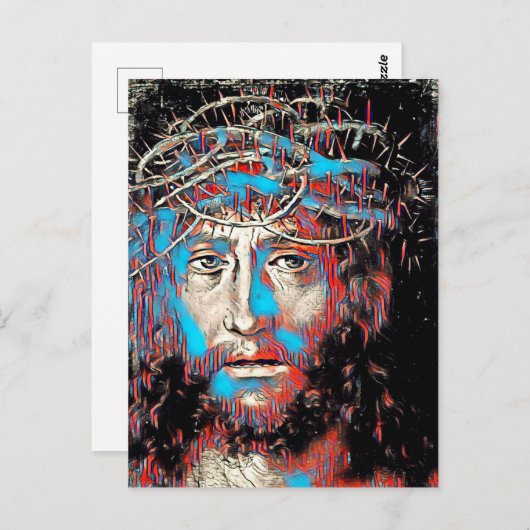 Carte Postale Jésus-Christ portant une couronne épaisse Peinture (Devant / Derrière)