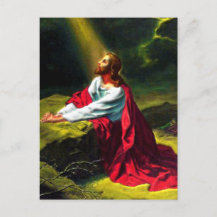 Carte Postale Jésus Christ prier dans le jardin de Gethsémani