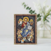 Carte Postale Jésus-Christ tenant les Évangiles Icône d'anges (Debout devant)