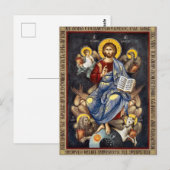 Carte Postale Jésus-Christ tenant les Évangiles Icône d'anges (Devant / Derrière)