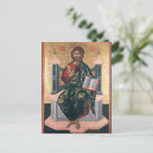 Carte Postale Jésus-Christ tenant l'icône orthodoxe des Évangile (Debout devant)