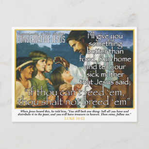 Carte Postale Jésus conservateur pour aider les pauvres amusants
