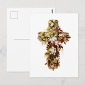 Carte Postale Jésus dimanche de Pâques Croix de fleurs (Devant / Derrière)