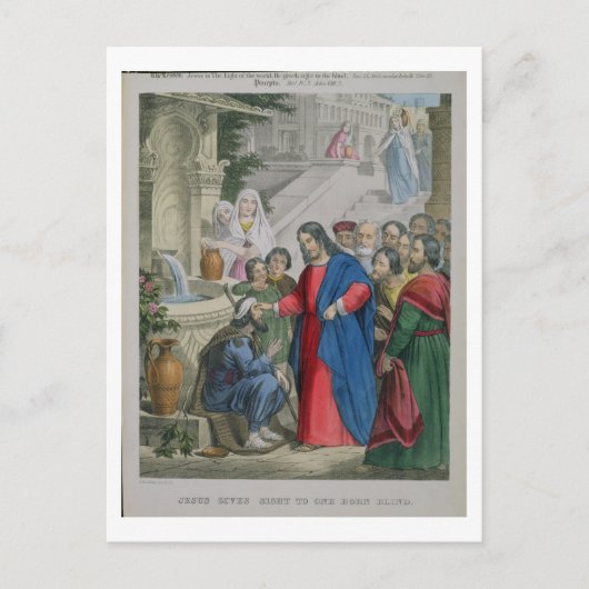 Carte Postale Jésus donne une vue à un aveugle né, d'une bible (Devant)