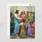 Carte Postale Jésus Enseignant Un Nouveau Commandement (Devant / Derrière)