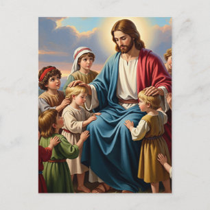 Carte Postale Jésus entouré d'enfants