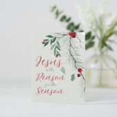 Carte Postale Jésus est la raison de l'aquarelle Noël hiver (Debout devant)