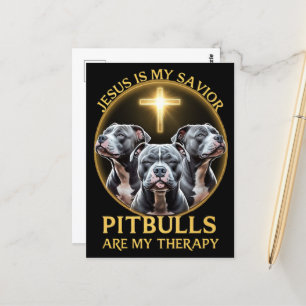 Carte Postale Jésus Est Mon Sauveur Les Pitbulles Sont Ma Thérap