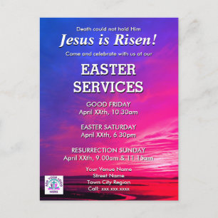 Carte Postale JÉSUS EST RISEN Easter Church Services Invitation