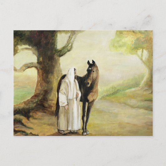 Carte postale Jésus et Cheval Art (Devant)