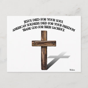 Carte Postale Jésus et les soldats américains avec croix robuste