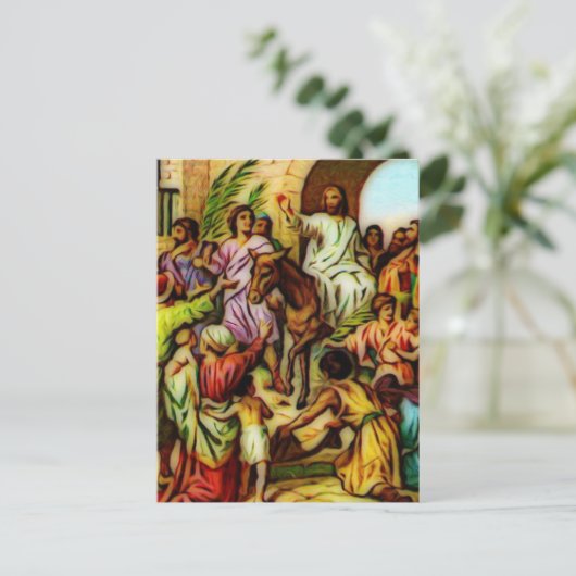 Carte Postale Jésus guide l'âne à Jérusalem (Debout devant)