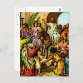 Carte Postale Jésus guide l'âne à Jérusalem (Devant / Derrière)