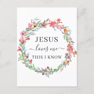 Carte Postale Jésus m'aime Aquarelle Floral Wreath Poster