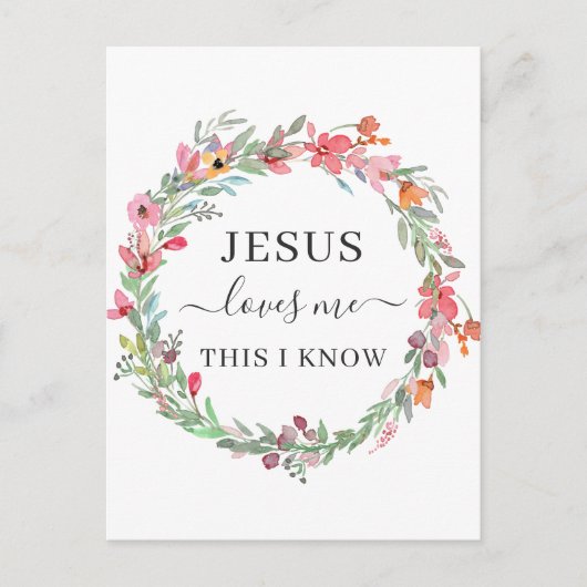 Carte Postale Jésus m'aime Aquarelle Floral Wreath Poster (Devant)