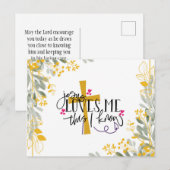 Carte Postale Jésus m'aime Ce que je connais, Croix et Fleurs (Devant / Derrière)