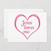 Carte Postale JÉSUS M'AIME dans le coeur (Devant / Derrière)