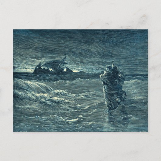 Carte Postale Jésus marchant sur la mer | Bible (Devant)
