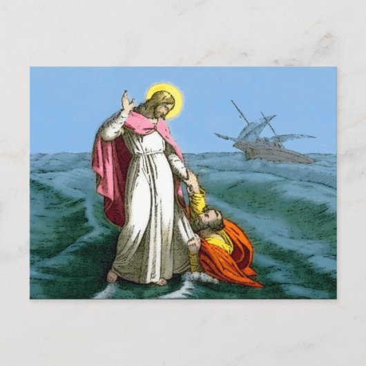 Carte Postale Jésus marche sur l'eau (Devant)