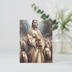 Carte Postale Jésus protège son mouton bien-aimé