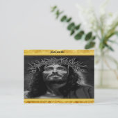 Carte Postale Jésus regardant dans le ciel avec une feuille d'or (Debout devant)