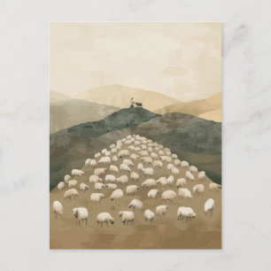 Carte Postale Jésus retrouve la brebis perdue Illustration
